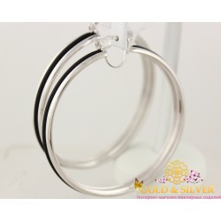 Срібні сережки конго (кільця) з каучуком 60 мм. 930025с